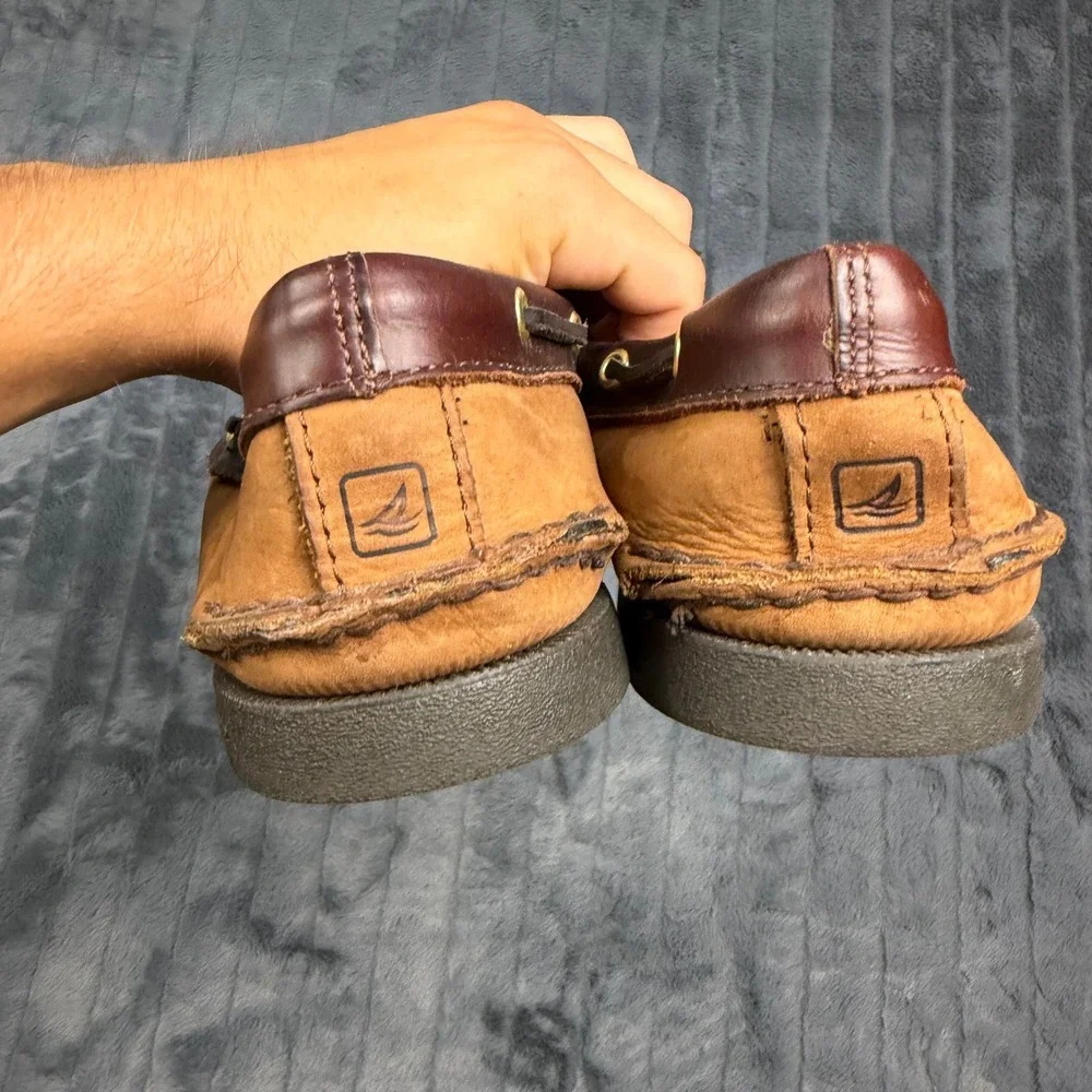 Sperry Top-Sider Boat Shoe Mens 10M Tan Brown Leather 0195412 Authentic Original